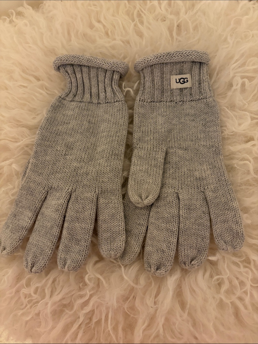 UGG Women's HEATHER GREY Wool-Blend Knit Cuff Touch Gloves - One Size